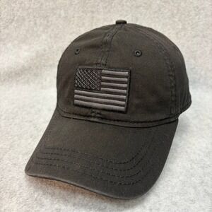 Academy Sports USA Flag Adjustable OSFM Black Embroidered Tactical Hat
